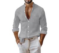 Camisa de manga larga para hombre, corte ajustado, cuello Henley, camisa de playa, ropa de calle, camisa de trabajo, camiseta de trabajo, cuello de solapa, ligera, clásica, elegante, camisas de