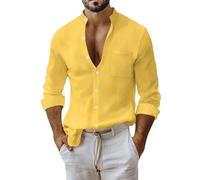 Camisa de manga larga para hombre, corte ajustado, cuello Henley, camisa de playa, ropa de calle, camisa de trabajo, camiseta de trabajo, cuello de solapa, ligera, clásica, elegante, camisas de