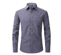 Camisa de Manga Larga para Hombre sin Arrugas, Estilo Business Casual, Color sólido, Ajuste Holgado con Botones, Oficina, reuniones y Uso Profesional