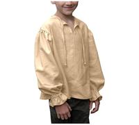Camisa de manga larga para niña, camisa para niños, blusa medieval, con volantes y mangas largas, caqui, 9-10 años