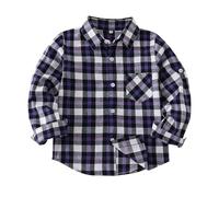 Camisa de manga larga para niños con cuello a cuadros, de un solo pecho, adecuada para niñas y niñas, también para mayores, ideal como ropa de Navidad y ocio. T Shirt Maritim Boy, Negro , 3-4 años