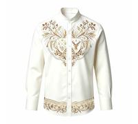 Camisa de Manga Larga para niños con Estampado de Vaquero del Oeste, Estilo Casual, Ideal para Festivales, la Escuela y el Juego, Mezcla de algodón.