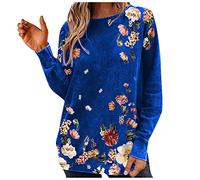 Camisa de moda de manga larga impresa a juego para mujer sin espalda suéter, azul, M