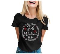 Camisa de moda para mujer, adecuada para camisas de manga corta, de gran tamaño, holgadas, con estampado del Día de la Independencia, camiseta a la moda, pendientes con purpurina, Negro , XL
