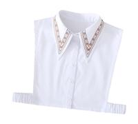 Camisa de moda para mujer, cuello medio superior, extraíble, elegante, accesorio versátil y elegante bordado simulado para mujer, blanco, Altoa única