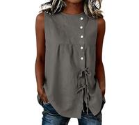 Camisa De Mujer Chic Y Elegante. Camisetas Mujer Manga Corta Camisa De Lino para Primavera 2024 Blusa Manga Corta para Blusa Negra Clásica Business Casual Larga Remata Una Tipo Túnica Algodón Suelta