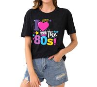 Camisa de mujer de manga corta con cuello redondo e impresión - Top de verano para mujer de estilo retro de los años 80, corte holgado y casual para soltera Team Bride Camisetas de oficina clásico
