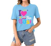 Camisa de mujer de manga corta con cuello redondo e impresión - Top de verano para mujer de estilo retro de los años 80, corte holgado y casual para soltera Team Bride Camisetas de oficina clásico
