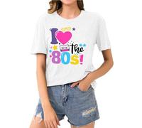 Camisa de mujer de manga corta con cuello redondo e impresión - Top de verano para mujer de estilo retro de los años 80, corte holgado y casual para soltera Team Bride Camisetas de oficina clásico