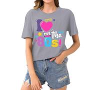 Camisa de mujer de manga corta con cuello redondo e impresión - Top de verano para mujer de estilo retro de los años 80, corte holgado y casual para soltera Team Bride Camisetas de oficina clásico