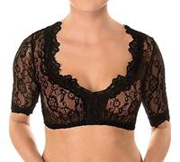 Camisa de mujer de manga corta Crop Top de encaje a la moda y la vendimia Blusa de Dirndl Sexy y Transpirable, Blusa Dirndl Confort y Slim Fit Blusas Chic y Elegant para Oktoberfest, Le Noir, S