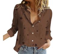 Camisa de mujer de verano fresco blusa para mujer elegante y elegante glamoroso pasarela blusa manga larga blusas cuello en V con botones Camisas únicas lunares de noche Elegant Paspartout Tops, caqui