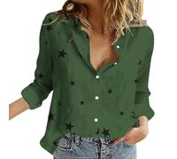 Camisa de mujer de verano fresco blusa para mujer elegante y elegante glamoroso pasarela blusa manga larga blusas cuello en V con botones Camisas únicas lunares de noche Elegant Paspartout Tops, verde