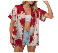 Camisa de mujer Problema Resuelto Camiseta Mujer Bloody Traje de Halloween Tee Problema Resuelto Camisa Halloween DeDisfraz Bloody Horror Tops de manga corta1, A-vino, XL
