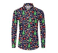 Camisa de Navidad para hombre, camisa de Navidad, camisa divertida, camisa divertida, impresión 3D, camisa de manga larga, estampado navideño, transpirable, ocio, temperamento, camisa tradicional