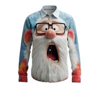 Camisa De Navidad Para Hombre, Camisas Hombre Manga Larga, Camisas Estampadas De Manga Larga Con Diseño De Papá Noel Festivas Elegantes Reuniones Navideñas Camisas Cómodas Botones Para Celebraciones