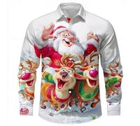 Camisa de Navidad para hombre con motivos navideños, camisas estampadas divertidas, camisas para hombre, camisa de Navidad, camisa de manga larga, traje de Navidad