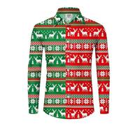 Camisa de Navidad para hombre, manga larga, con botones de Navidad, camisa de ocio, temperamento, camisa tradicional sencilla, impresión 3D, camisa de manga larga, moda urbana, camiseta de ocio