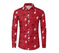 Camisa de Navidad para hombre, manga larga, con botones de Navidad, camisa de ocio, temperamento, camisa tradicional sencilla, impresión 3D, camisa de manga larga, moda urbana, camiseta de ocio