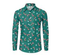 Camisa de Navidad para hombre, manga larga, con botones de Navidad, camisa de ocio, temperamento, camisa tradicional sencilla, impresión 3D, camisa de manga larga, moda urbana, camiseta de ocio