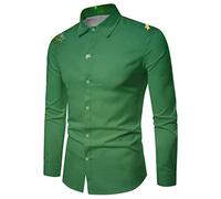 Camisa de Navidad para hombre Slim Fit- Camiseta de manga larga impresa 3D Drole árbol de Navidad Cuello Rabattable Christmas Pull Moche De Noel Button Down Casual Bata de Trabajo Traje de Navidad Top