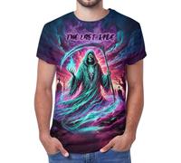 Camisa de Navidad para mujer, divertida camiseta de manga corta con diseño de búho y lobo F-Caw-F, camiseta 3D para hombre, manga corta, casual, Grim Reaper the Last Ride, XL