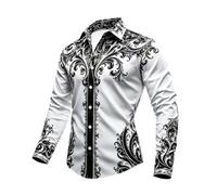 Camisa de negocios para hombre, camisa gótica, elegante, con botones, camiseta interior para boda, carnaval, ocio, punk, retro, camisa, carnaval, concierto, viaje, fiesta, chaqueta vikinga, 01-blanco
