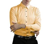 Camisa de negocios para hombre, corte ajustado, camisa de negocios de corte regular, camisa de negocios, monocolor, elástica, sin arrugas, camisa de vestir, camisa de traje liso, camisa para hombres