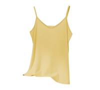 Camisa de noche para mujer, algodón, fina, tirantes para mujer, verano, sin mangas, camiseta de gran tamaño, suelta, verano, refrescante, pijamas cómodo, top suave, sin mangas, amarillo, XL