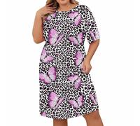 Camisa de noche para mujer sexy chic - camisón de algodón verano - vestido de camisa barata - Sleepwear casual - Manga corta - Mujer - Ropa de maternidad - Camiseta de noche beige, Negro , XXXL