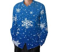 Camisa de Novedad de Navidad para Hombre Camisa de Botones de Manga Larga con Santa Claus Feo Divertida Camisa de Disfraces navideños para Fiesta