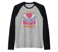 Camisa de Novia Baterista - My Heart Beats For A Drummer Camiseta Manga Raglan