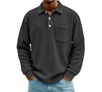 Camisa de pana para hombre, camisa de manga larga, polo para hombre, monocolor, camisa informal con bolsillo en el pecho, otoño e invierno, camisa clásica informal, camisa informal de corte cómodo