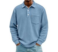 Camisa de pana para hombre, camisa de manga larga, polo para hombre, monocolor, camisa informal con bolsillo en el pecho, otoño e invierno, camisa clásica informal, camisa informal de corte cómodo