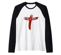 Camisa de Pascua Feliz con Texto en inglés He Is Risen Jesus Cross Scripture Matthew Camiseta Manga Raglan