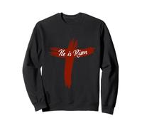 Camisa de Pascua Feliz con Texto en inglés He Is Risen Jesus Cross Scripture Matthew Sudadera
