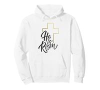 Camisa de Pascua Feliz con Texto en inglés He Is Risen Jesus Cross Scripture Matthew Sudadera con Capucha