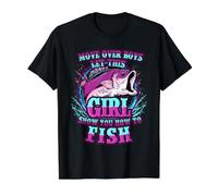 Camisa de Pesca para niñas Deja Que Esta Chica te muestre cómo Pescar Camiseta gráfica económica, Hombre, Negro, XL