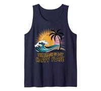 Camisa de playa para mujer The Beach is My Happy Place Casual Summer Camiseta sin Mangas