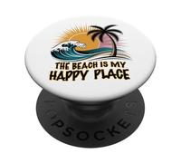 Camisa de playa para mujer The Beach is My Happy Place Casual Summer PopSockets PopGrip Adhesivo