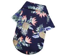 Camisa de Playa para Perros Cachorro de Verano de Moda Casual Cool Buty Button Button de poliéster Impreso para un Bulldog francés de Golden Retriever pequeño y Mediano (Navy Blue S)