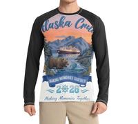 Camisa de protección solar con diseño de crucero de Alaska, color negro, con protección solar, cuello redondo, holgada, cómoda, para hombre, Diseño de crucero de Alaska, Medium