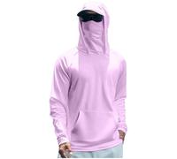 Camisa de protección solar con máscara para hombre, clasificación UPF 50+, manga larga, protección UV, diseño ligero con capucha, ideal para salidas de pesca y senderismo, 1a-violeta claro, M