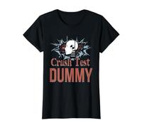 Camisa de Prueba de Choque, Disfraz de Halloween fácil de última Hora Camiseta gráfica económica, Mujer, Negro, XL