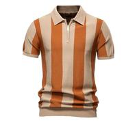 Camisa de punto a rayas con panel de contraste para hombre, casual, manga corta, verano, ligera, para uso diario, Psd8059-amarillo, XL