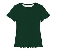 Camisa de Punto de Manga Corta para niñas con Tejido ultrasuave, Camiseta Informal de Cuello Redondo para Uso Diario y Escuela, Blusa Transpirable y elástica Que Permite Libertad de Movimiento