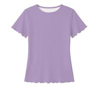 Camisa de Punto de Manga Corta para niñas con Tejido ultrasuave, Camiseta Informal de Cuello Redondo para Uso Diario y Escuela, Blusa Transpirable y elástica Que Permite Libertad de Movimiento