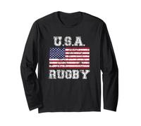 Camisa de Rugby de Estados Unidos para Hombres, Mujeres y niños, Camisa de Bandera Estadounidense Manga Larga