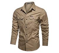 Camisa de safari de manga larga para hombre, estilo militar, táctica, camisas de trabajo, manga enrollable, camisa de algodón con botones, transpirable, absorbe la humedad, camisas de secado rápido
