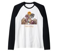 Camisa de San Jorge Montando en un Caballo Camiseta Manga Raglan